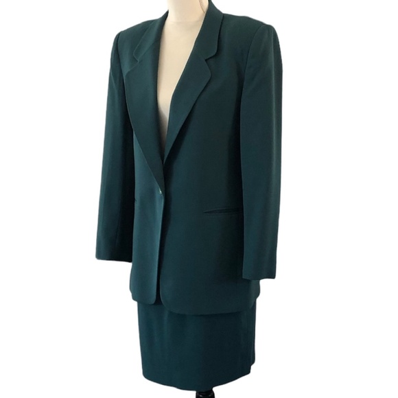 Jones New York Vintage 90s Green Wool Blazer Size 8 - Picture 9 of 13